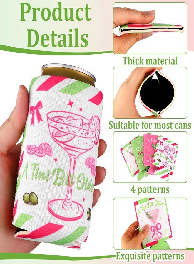 Furbeko 16 Pcs A Tini Bit Older Birthday Party Martini Bow Can Cooler Sleeve Bulk 12oz Beverage Coolers Favors Reusable Martini Bar for Men Women Bachelorette Bridal Baby Shower Gifts - Image 3